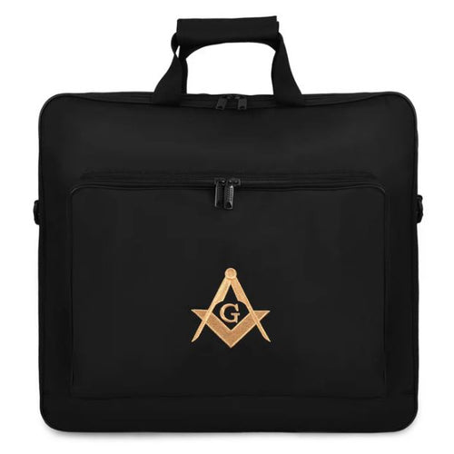 Master Mason Blue Lodge Apron Case - Black Cordura Fabric With Gold Emblem