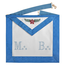 Load image into Gallery viewer, Master Mason Blue Lodge French Regulation Apron - Blue Ribbon Machine Embroidery