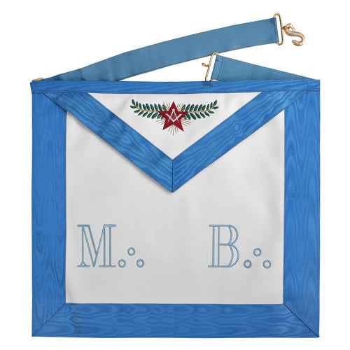 Master Mason Blue Lodge French Regulation Apron - Blue Ribbon Machine Embroidery | Regalia Lodge