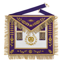 Afbeelding in Gallery-weergave laden, Grand Master Blue Lodge Apron - Purple Velvet Gold Bullion With Golden Braid Fringe | Regalia Lodge