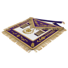 Carica l&#39;immagine nel visualizzatore di Gallery, Grand Master Blue Lodge Apron - Purple Velvet Gold Bullion With Golden Braid Fringe