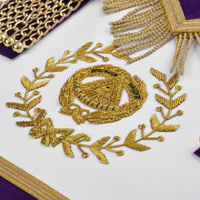 Carica l&#39;immagine nel visualizzatore di Gallery, Grand Master Blue Lodge Apron - Purple Velvet Gold Bullion With Golden Braid Fringe