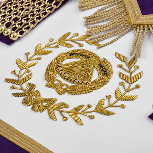 Grand Master Blue Lodge Apron - Purple Velvet Gold Bullion With Golden Braid Fringe | Regalia Lodge