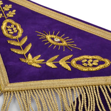 画像をギャラリービューアに読み込む, Grand Master Blue Lodge Apron - Purple Velvet Gold Bullion With Golden Braid Fringe