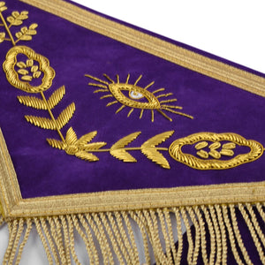 Grand Master Blue Lodge Apron - Purple Velvet Gold Bullion With Golden Braid Fringe | Regalia Lodge