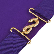 画像をギャラリービューアに読み込む, Grand Master Blue Lodge Apron - Purple Velvet Gold Bullion With Golden Braid Fringe