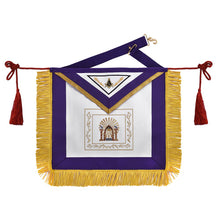 Load image into Gallery viewer, Master Mason Blue Lodge Apron - Purple Ribbon With Machine Embroidery Bullion And Tassels