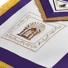 Load image into Gallery viewer, Master Mason Blue Lodge Apron - Purple Ribbon With Machine Embroidery Bullion And Tassels