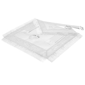 Past Grand Master Blue Lodge Apron - All White Bullion With Wreath & Pillars
