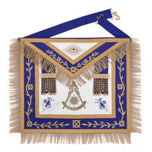 Cargar imagen en el visor de la galería, Past Master Blue Lodge California Regulation Apron - Gold Bullion With Golden Braid Fringe