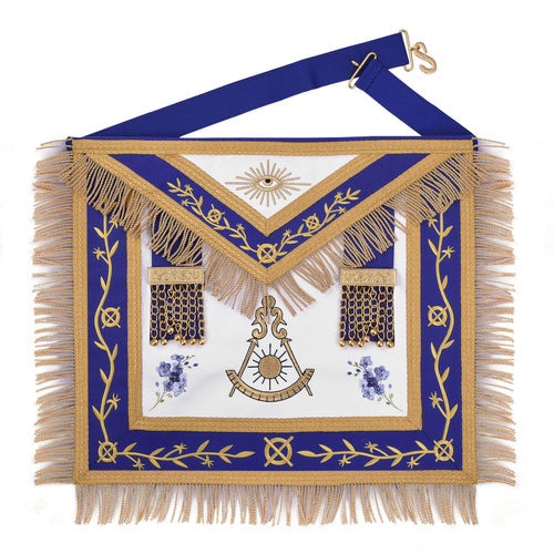 Past Master Blue Lodge California Regulation Apron - Gold Bullion With Golden Braid Fringe | Regalia Lodge