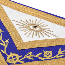 Carica l&#39;immagine nel visualizzatore di Gallery, Past Master Blue Lodge California Regulation Apron - Gold Bullion With Golden Braid Fringe