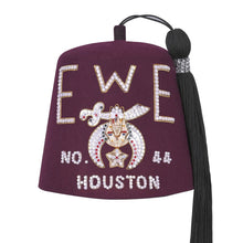 Load image into Gallery viewer, Shriners Fez Hat - Burgundy Wool Color With Rhinestones- Masonic Fez Caps | Regalia Lodge