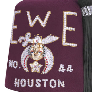 Shriners Fez Hat - Burgundy Wool Color With Rhinestones- Masonic Fez Caps | Regalia Lodge