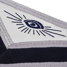 Cargar imagen en el visor de la galería, Worshipful Master Blue Lodge Apron - Customizable Blue Velvet With Silver Bullion &amp; Fringe