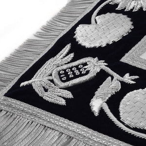 Worshipful Master Blue Lodge Apron - Customizable Blue Velvet With Silver Bullion & Fringe