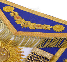 Afbeelding in Gallery-weergave laden, Past Grand Master Blue Lodge Apron - Quality A++ Gold Hand Embroidery &amp; Blue