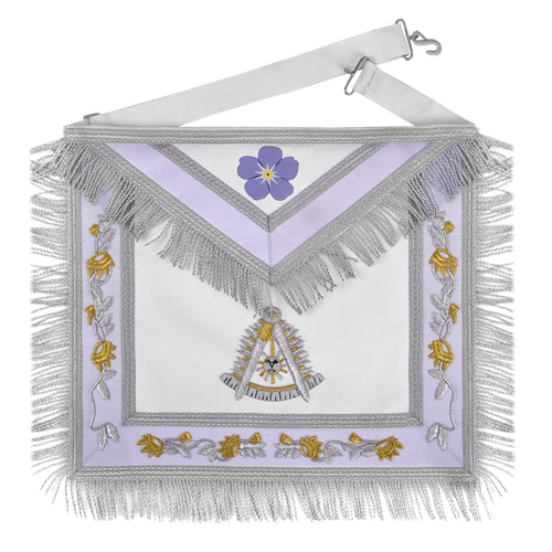 Past Master Blue Lodge California Regulation Apron - Silver Borders With Silver Fringe | Regalia Lodge