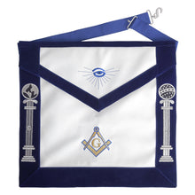 Cargar imagen en el visor de la galería, Master Mason Blue Lodge Apron - Royal Blue Velvet And White