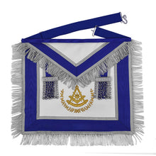 Load image into Gallery viewer, Past Master Blue Lodge California Regulation Apron - Gold Bullion With Silver Braid Fringe