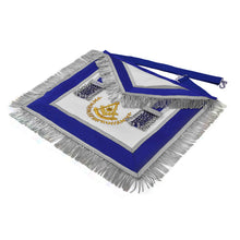 Load image into Gallery viewer, Past Master Blue Lodge California Regulation Apron - Gold Bullion With Silver Braid Fringe