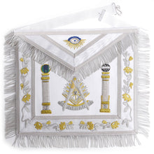 Carica l&#39;immagine nel visualizzatore di Gallery, Past Master Blue Lodge California Regulation Apron - White &amp; Gold With Pillars