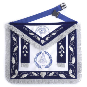 Grand Past Master Blue Lodge Apron - Blue Velvet With Gray Rayon Fringe | Regalia Lodge