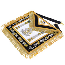 Charger l&#39;image dans la galerie, Past Master Blue Lodge California Regulation Apron - Black &amp; Gold Hand Embroidery Bullion With Pillars