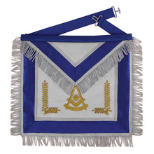 Load image into Gallery viewer, Past Master Blue Lodge California Regulation Apron - Gold Bullion With Silver Braid Fringe