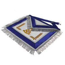 Load image into Gallery viewer, Past Master Blue Lodge California Regulation Apron - Gold Bullion With Silver Braid Fringe