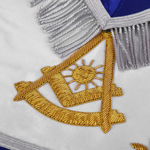 Load image into Gallery viewer, Past Master Blue Lodge California Regulation Apron - Gold Bullion With Silver Braid Fringe