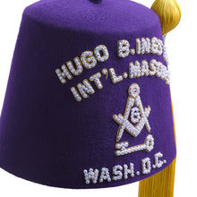 Load image into Gallery viewer, International Masons Fez Hat - Purple With White Sparkling Rhinestones- Masonic Fez Caps | Regalia Lodge