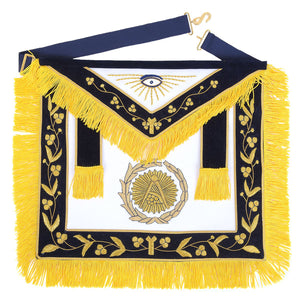 Grand Master Blue Lodge Apron - Black Velvet & Gold Emblem With Wreath