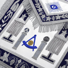 Charger l&#39;image dans la galerie, Past Master Blue Lodge California Regulation Apron - Blue &amp; Silver Hand Embroidery Bullion With Pillars