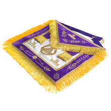 Afbeelding in Gallery-weergave laden, Past Grand Master Blue Lodge Apron - Purple With Gold Emblem With Wreath | Regalia Lodge