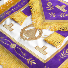 Carica l&#39;immagine nel visualizzatore di Gallery, Past Grand Master Blue Lodge Apron - Purple With Gold Emblem With Wreath