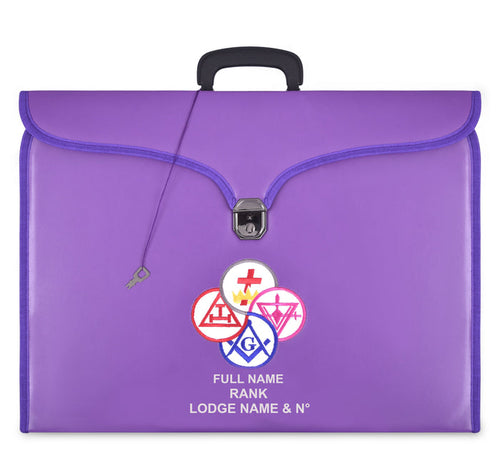 York Rite Apron Case - Purple Leather Different Sizes MM, WM, Provincial