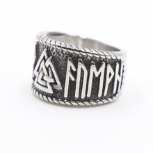 Load image into Gallery viewer, Beowulf Regalia Handcrafted Stainless Steel Dual Color Valknut And Rune Ring