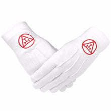 Charger l&#39;image dans la galerie, Masonic Royal Arch 100% Cotton Gloves with Machine Embroidery (2 Pairs)