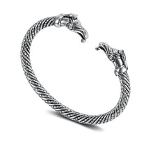 Load image into Gallery viewer, Beowulf Regalia Handcrafted Stainless Steel Dragon Head Torc Bracelet