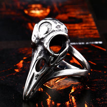 Load image into Gallery viewer, Beowulf Regalia Handcrafted Stainless Steel Raven Skull Biker Ring