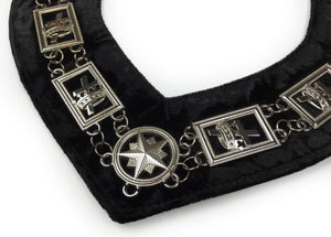 Knights Templar - Masonic Chain Collar - Gold/Silver on Black