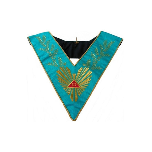 Masonic Officer's collar – Groussier French Rite – Worshipful Master – Acacia 224 leaves – Machine embroidery