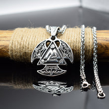 画像をギャラリービューアに読み込む, Beowulf Regalia Circular Handcrafted Stainless Steel Valknut Axe Head Pendant