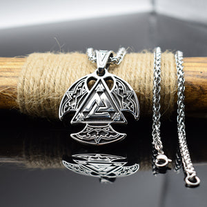 Beowulf Regalia Circular Handcrafted Stainless Steel Valknut Axe Head Pendant