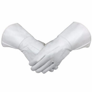 Masonic Piper Drummer Leather Gauntlets/Gloves White Soft Leather Knight Templar | Regalia Lodge