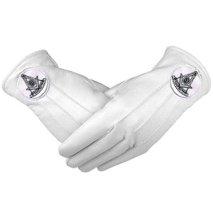 Masonic Regalia White Soft Leather Gloves Past Master Black