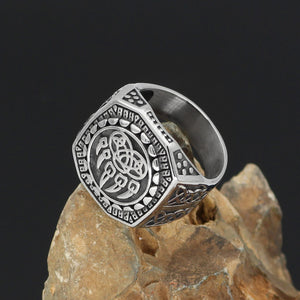 Beowulf Regalia Handcrafted Stainless Steel Veles Signet Ring