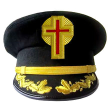 Load image into Gallery viewer, PAST COMMANDER KNIGHTS TEMPLAR COMMANDERY FATIGUE CAP - GOLD METAL EMBROIDERED WITH VINEWORK &amp; RAYS