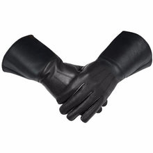 Load image into Gallery viewer, Masonic Piper Drummer Leather Gauntlets/Gloves Black Soft Leather Knight Templar